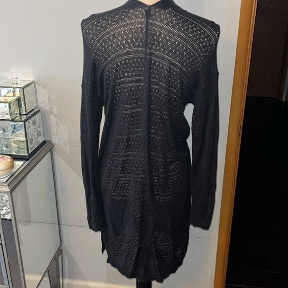 Uniqlo Extra Long Black Linen Cardigan Medium - Picture 5 of 7